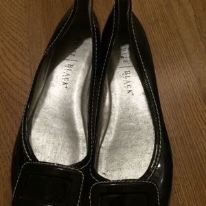 Black Patent Leather Buckle Flats